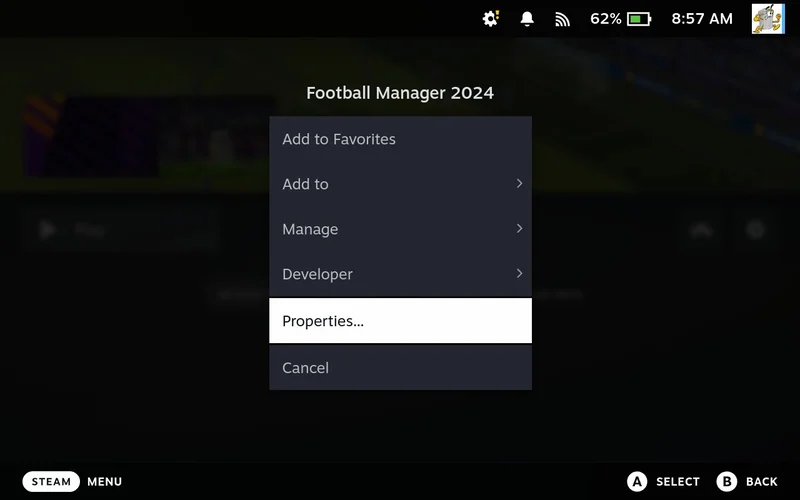 FM'24 Properties Option Selection