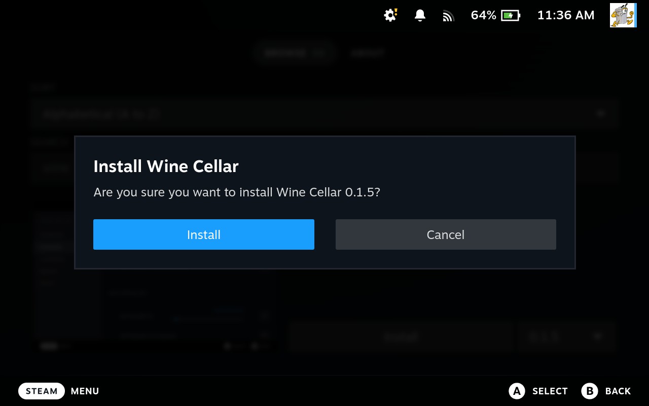 Install Wine Cellar Screen