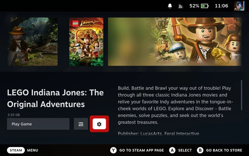 Click the settings cog icon