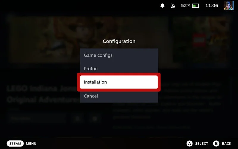 Select Installation tab