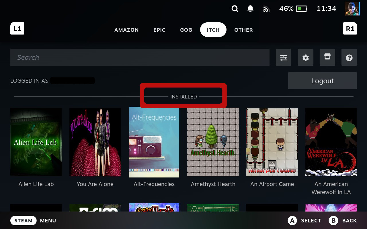 Only installed games showing