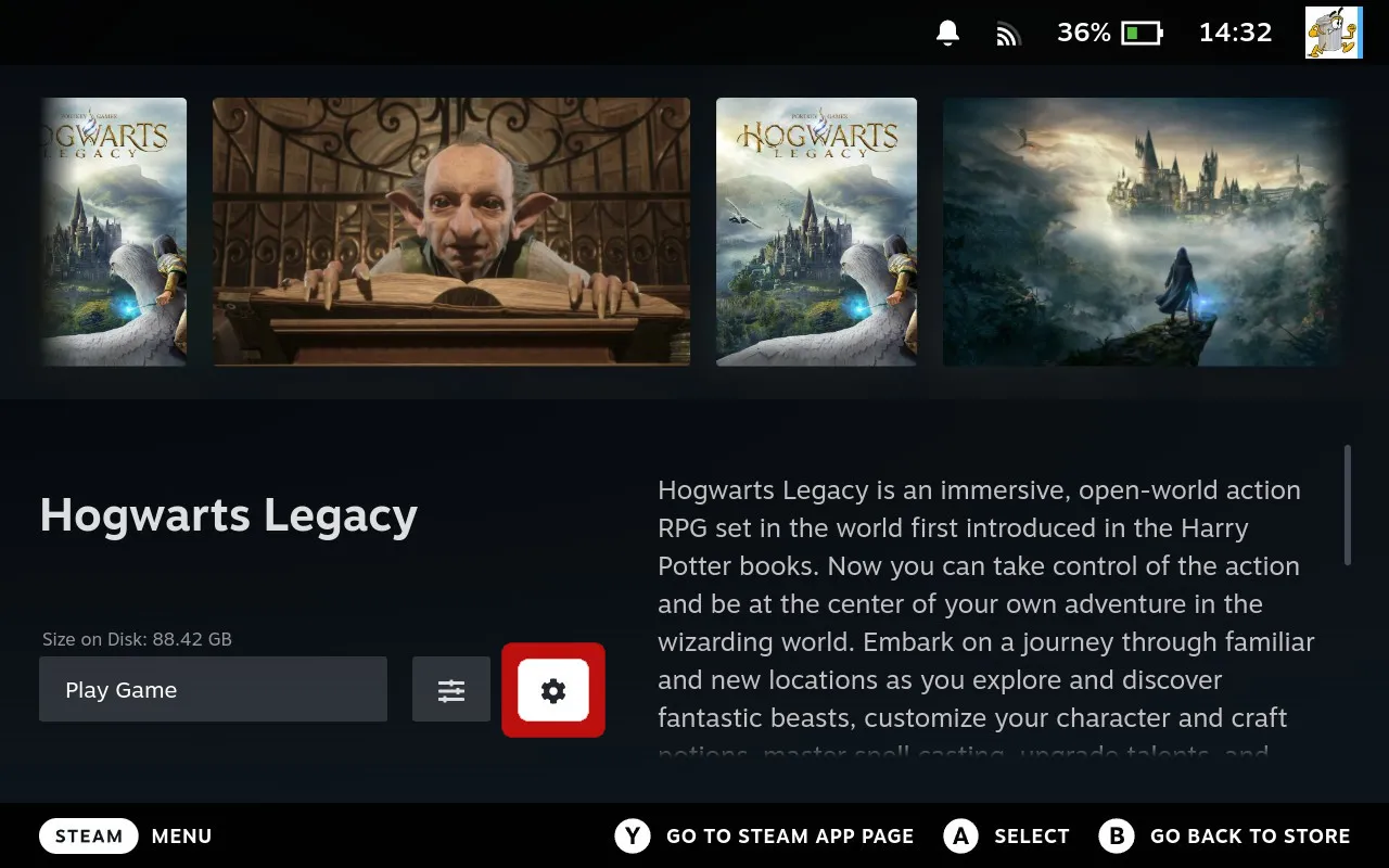 Click the settings cog icon