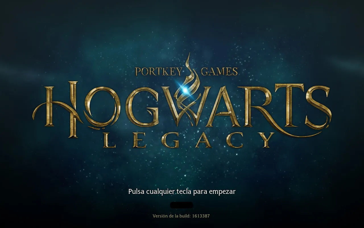 Hogwarts Legacy title screen in Spanish
