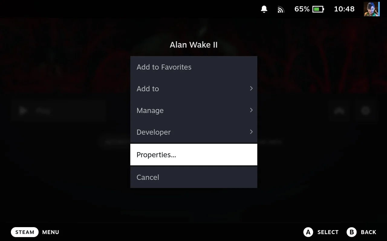 Select Properties from the gear menu