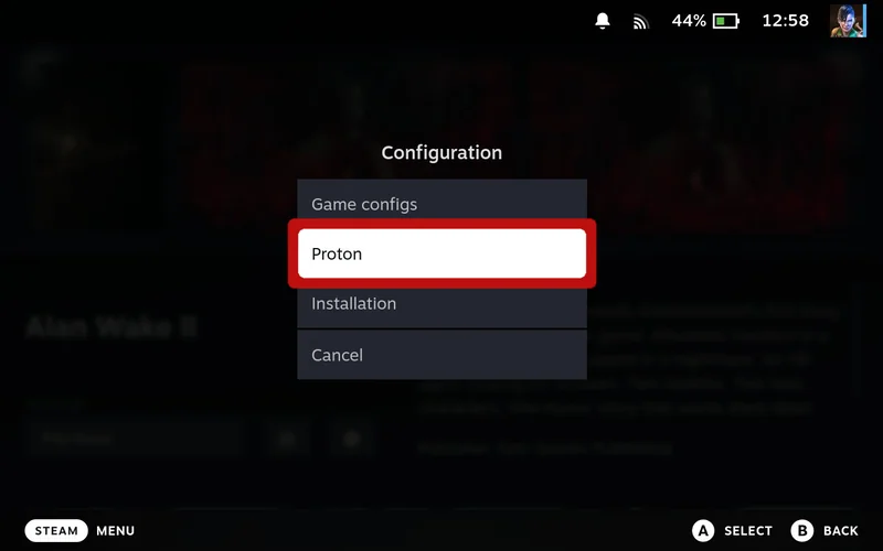 Select Proton from settings