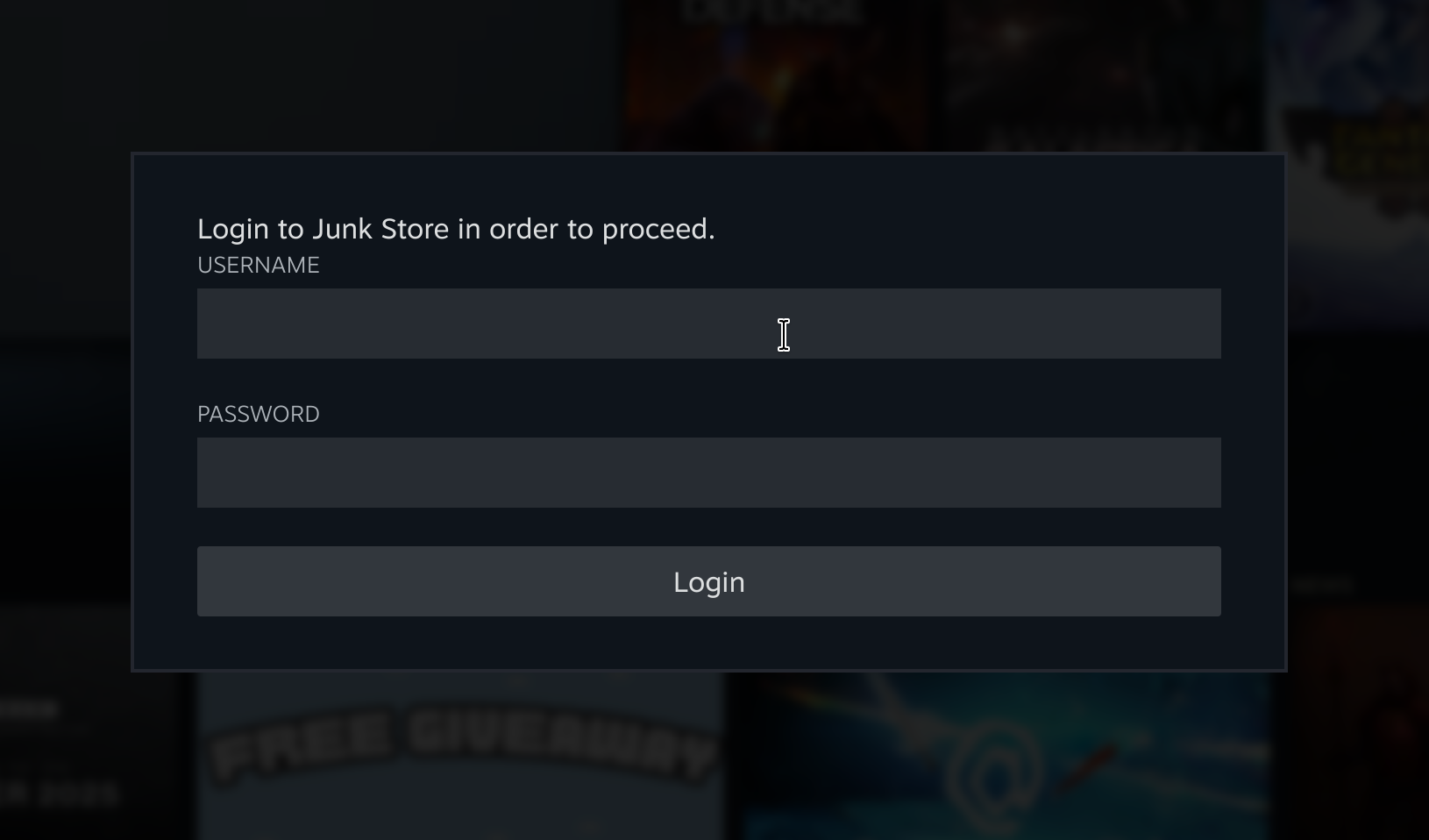 Login to Junk Store