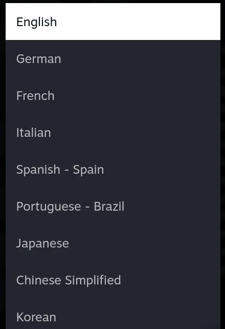 Language selection example
